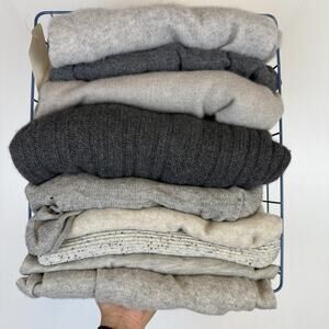 8 Pieces 100% Cashmere Cutter Lot Fabric Upcycle Craft Flaws Gray